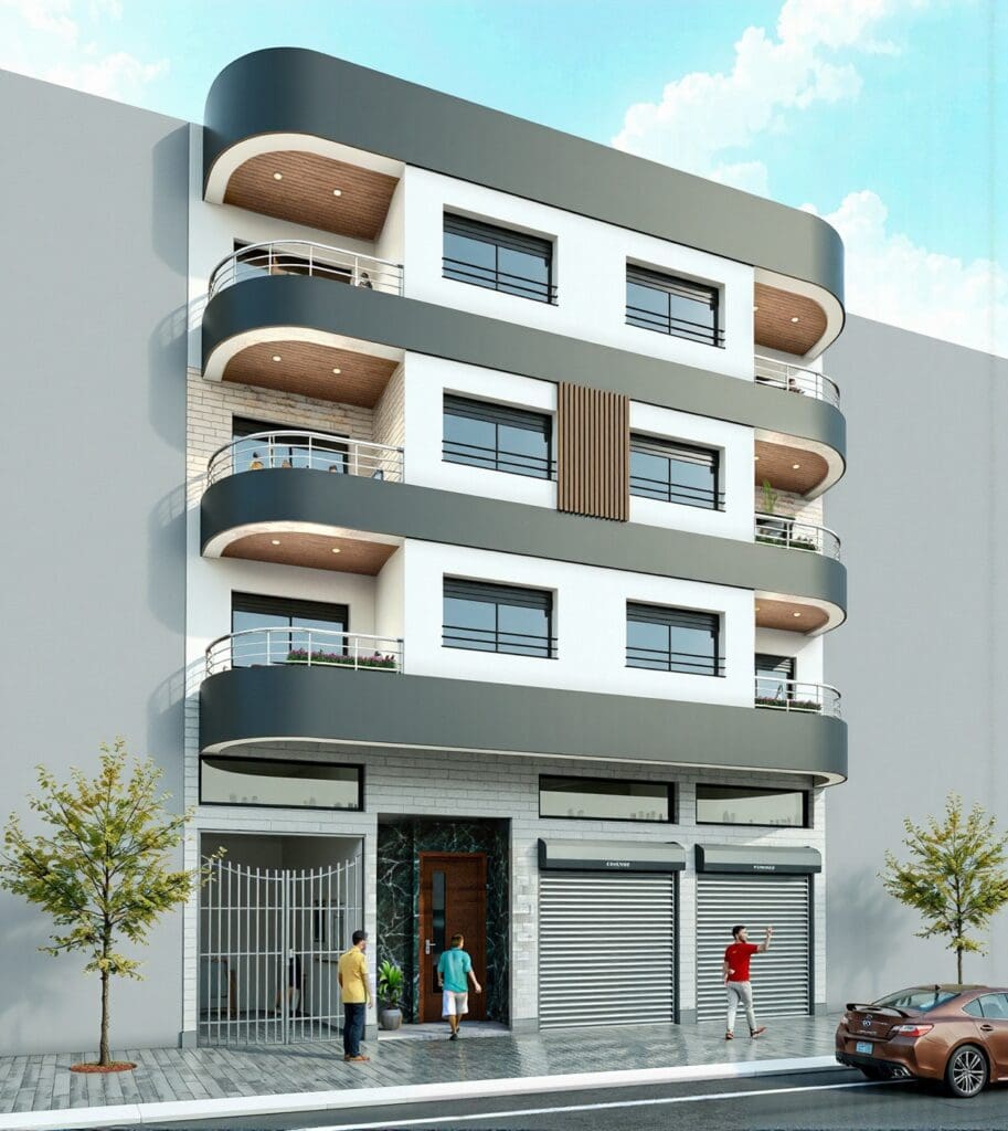 IMMEUBLE A COTE DE L ECOLE BELEGE DE 3 ETAGES EN COURS DE CONSTRUCTION